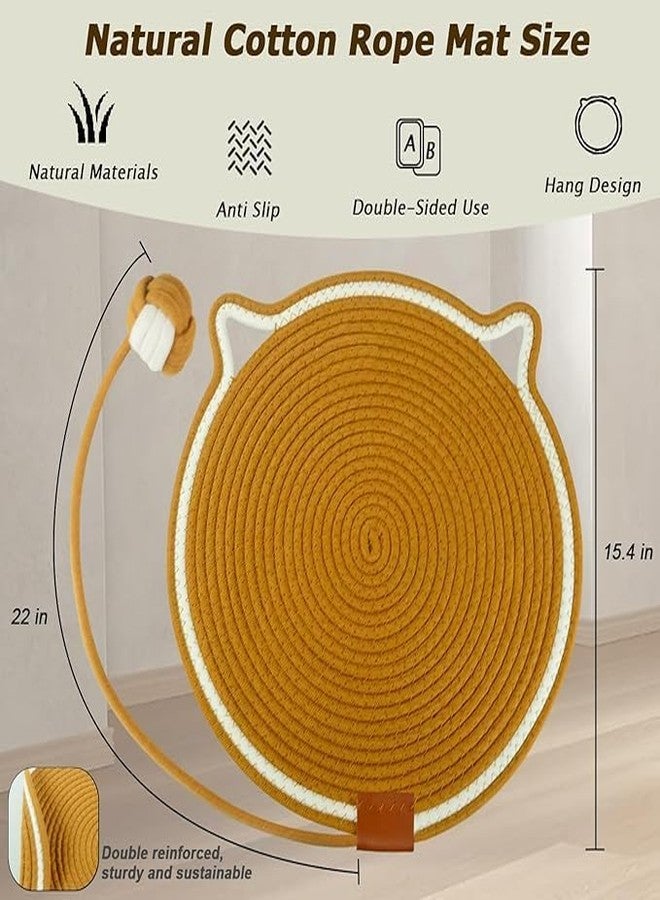 DGOOLS Cates Scratcher Mat, Natural Cotton Rope Cates Scratch Pad, 15.7'' Round Horizontal Floor Cates Scratching Pads for Indoor Cates, Cates Furniture Protector for Wall, Couch, Carpets, Sofas - Image 5